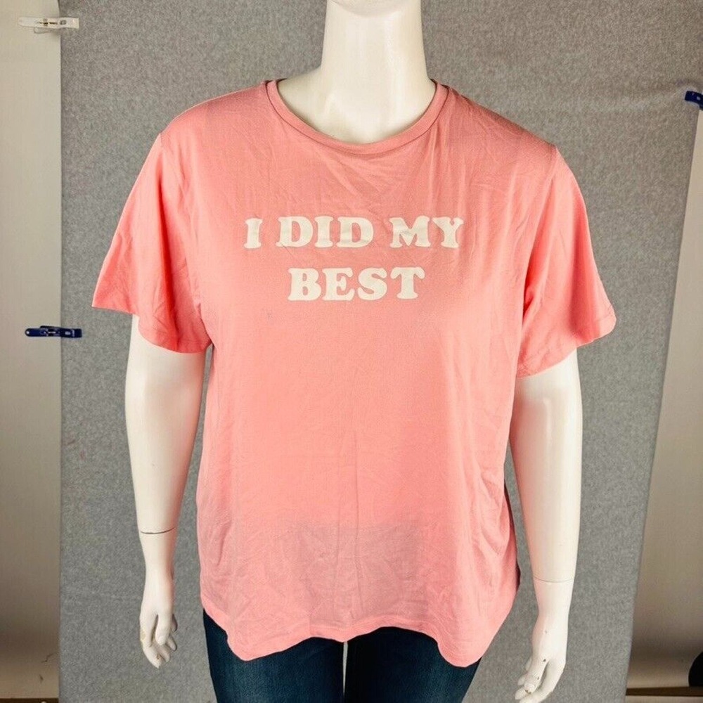 New Bando Shirt Womans Sz 2X Pink I Did My Best Short Sleeve Tee Graphic Top NWT - Picture 3 of 6